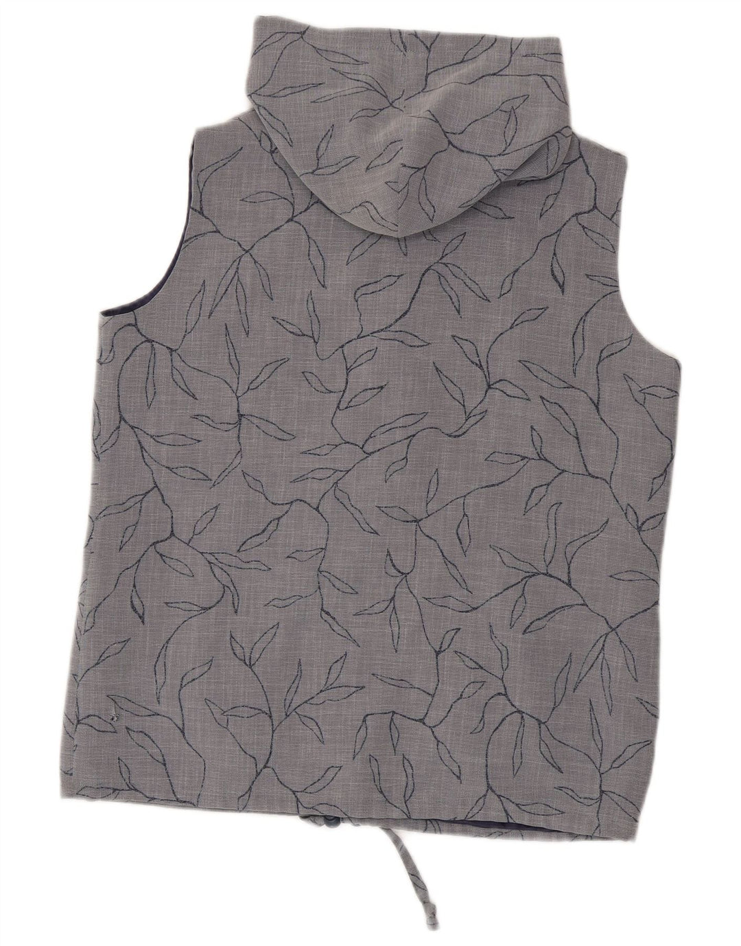 Max Pierre Womens Hooded Gilet UK 14 Large Grey Floral Polyester