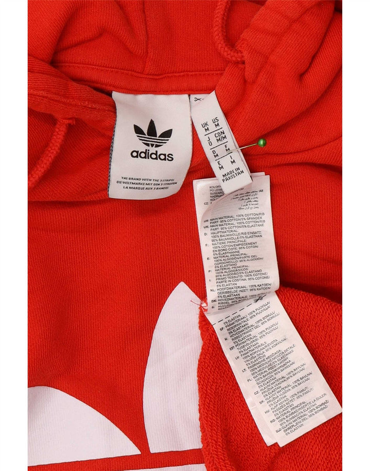 Adidas Mens Graphic Hoodie Jumper Medium Red Cotton