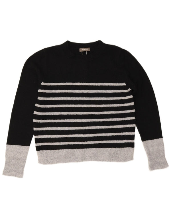 Oasis dame sweater med rund hals DK 14 medium sort stribet akryl