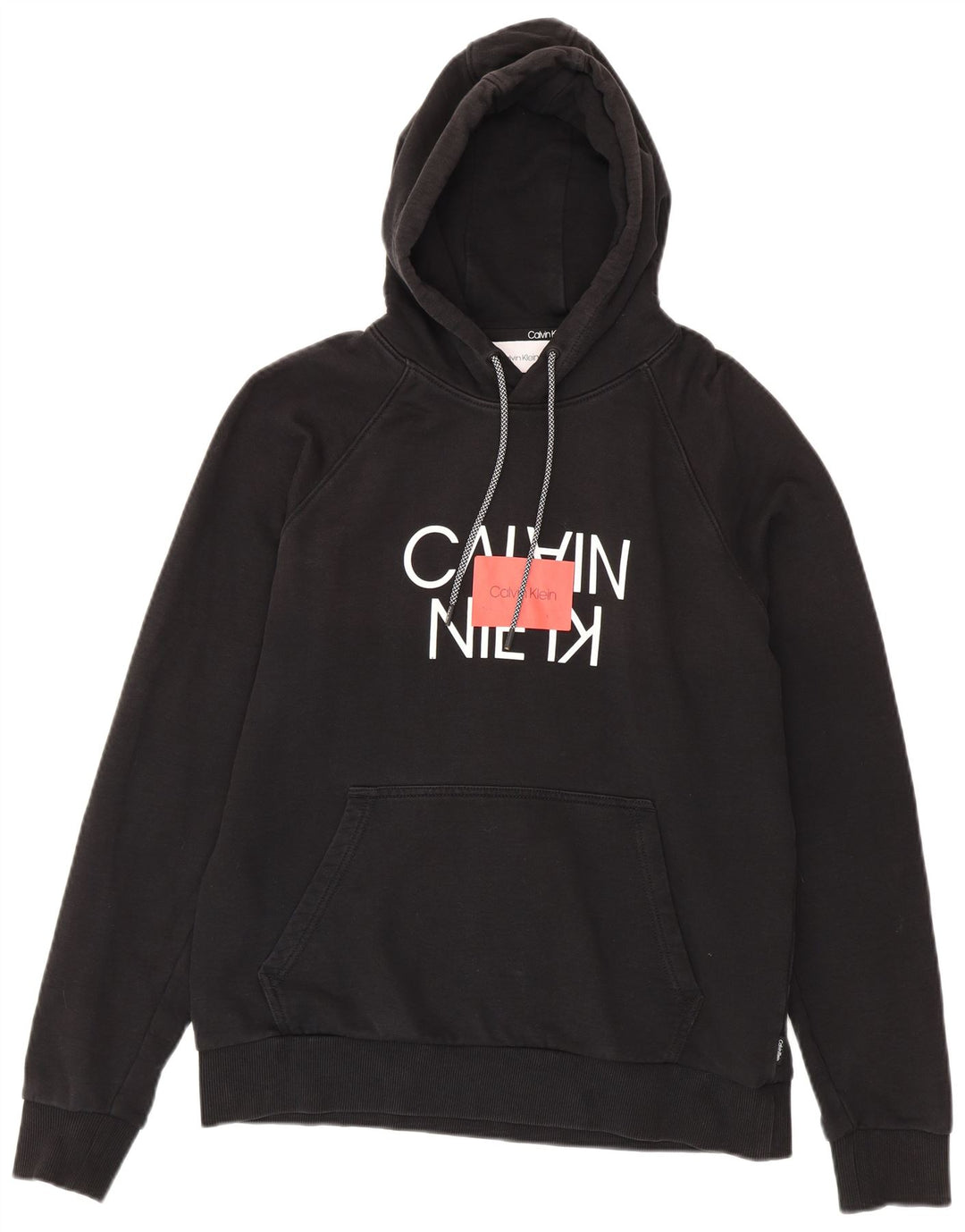 Calvin Klein Mens Graphic Hoodie Jumper Medium Black Cotton
