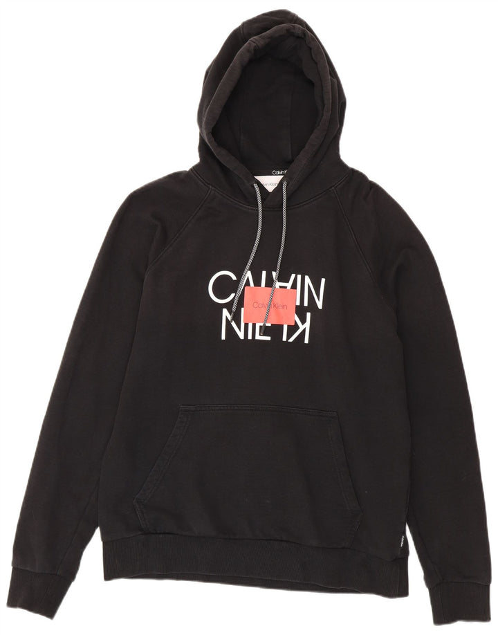 Calvin Klein Mens Graphic Hoodie Jumper Medium Black Cotton