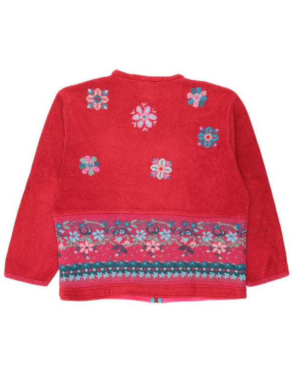Chaqueta polar de gran tamaño para mujer Silvy UK 44 Poliéster floral rojo mediano