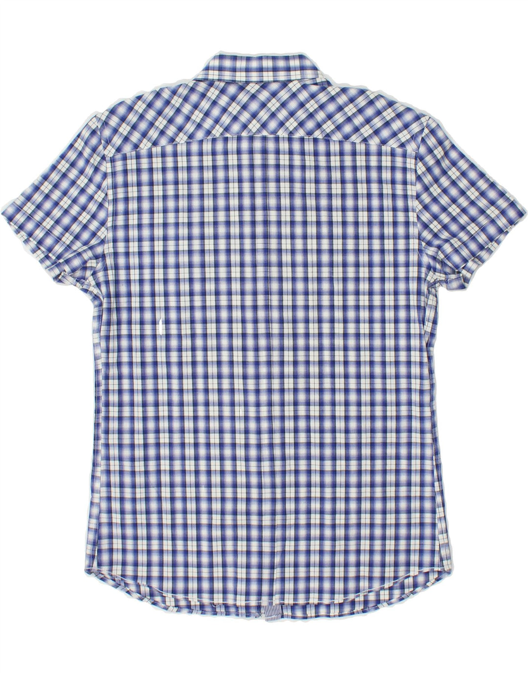 WAMPUM Mens Short Sleeve Shirt XL Blue Check Cotton Vintage Wampum and Second-Hand Wampum from Messina Hembry 