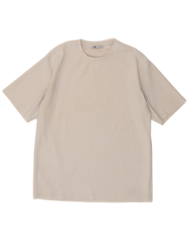 ZARA Mens T-Shirt Top Medium Grey Polyester