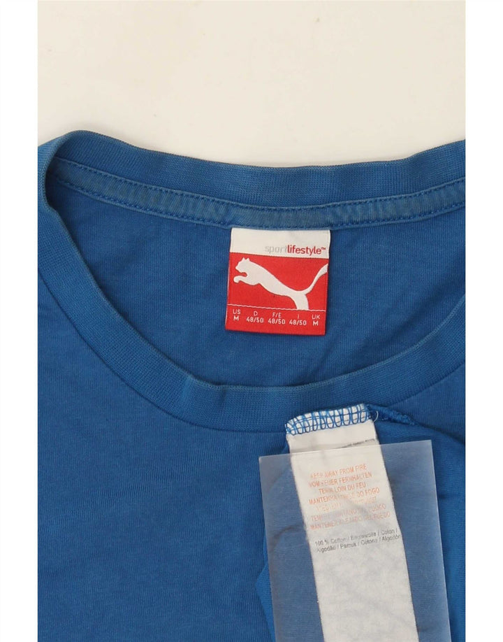 Puma Mens Graphic T-Shirt Top Medium Blue Cotton