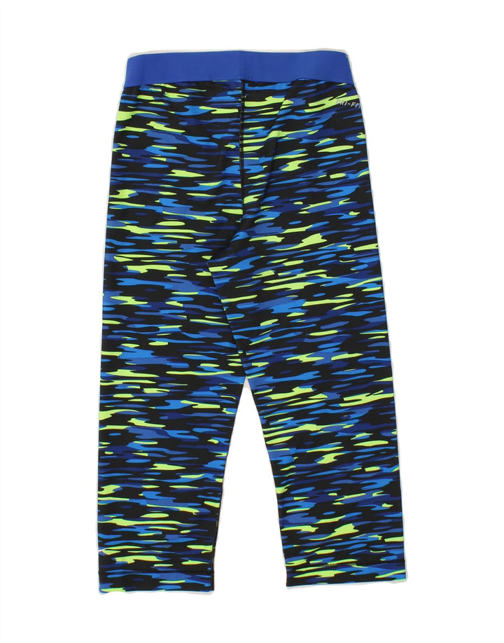 NIKE Womens Abstract Pattern Capri Leggings UK 12 Medium Blue Polyester Vintage Nike and Second-Hand Nike from Messina Hembry 