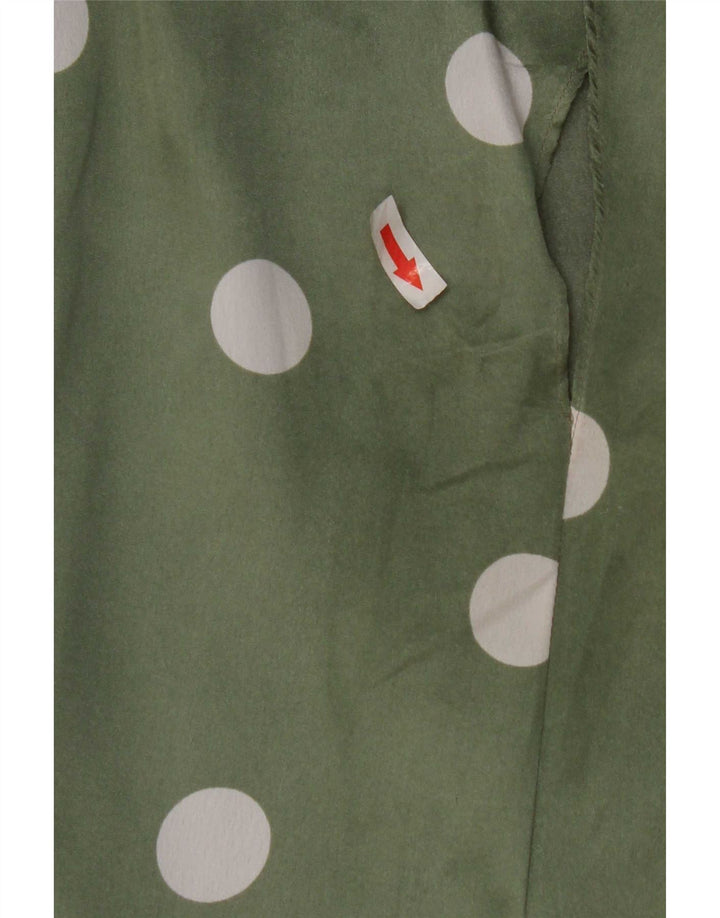 Zara Womens Crop Oversize Blouse Top UK 10 Petit Vert à Pois Polyester
