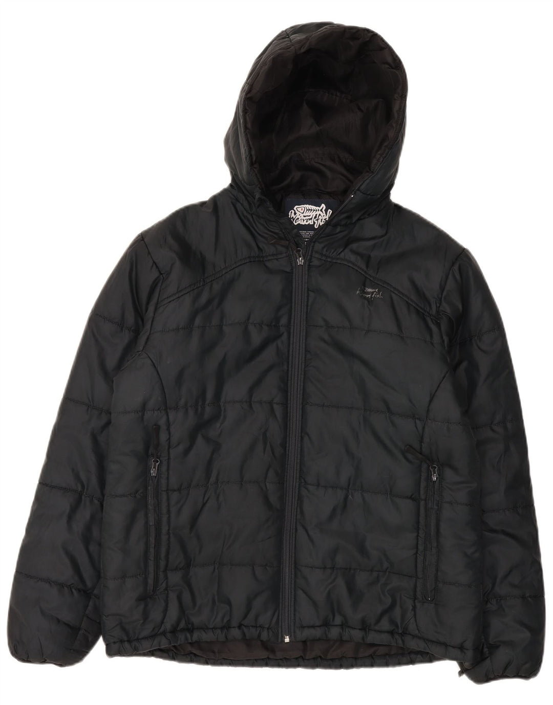 Weird Fish Wattierte Herrenjacke mit Kapuze, UK 38, Mittelschwarz, Polyester