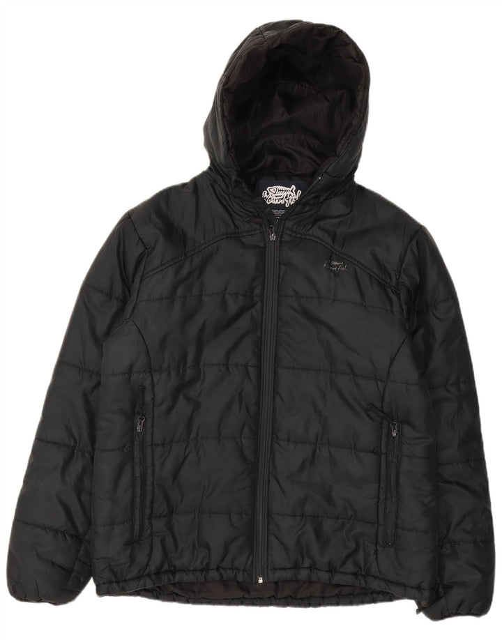 Weird Fish Wattierte Herrenjacke mit Kapuze, UK 38, Mittelschwarz, Polyester