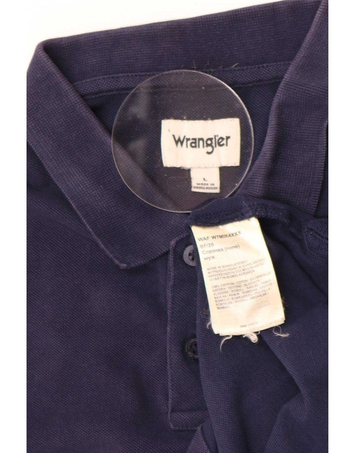 Wrangler Mens Polo Shirt Large Navy Blue Cotton