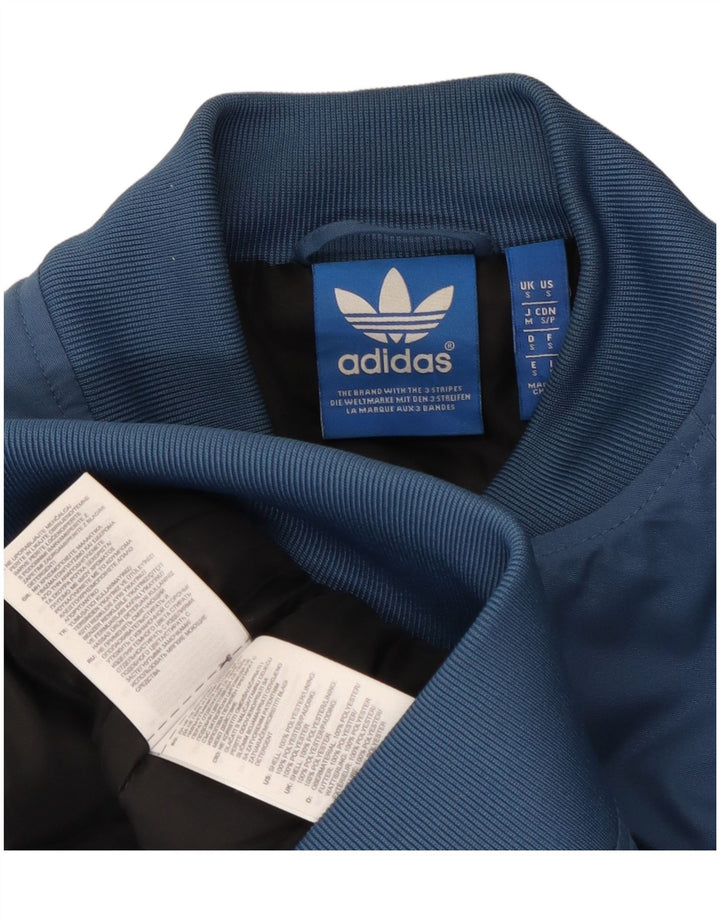 Adidas Mens Bomber Jacket UK 36 Small Blue Polyester