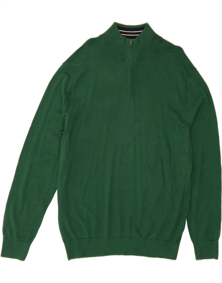 NAUTICA Mens Zip Neck Jumper Sweater XL Green Cotton Vintage Nautica and Second-Hand Nautica from Messina Hembry 