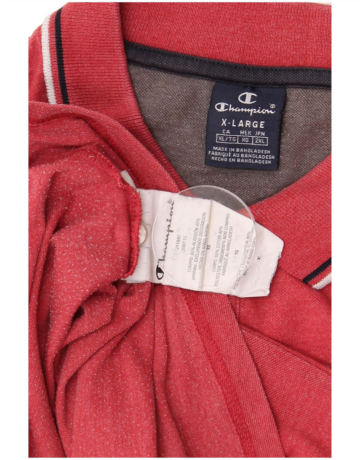 CHAMPION Mens Polo Shirt XL Red Cotton