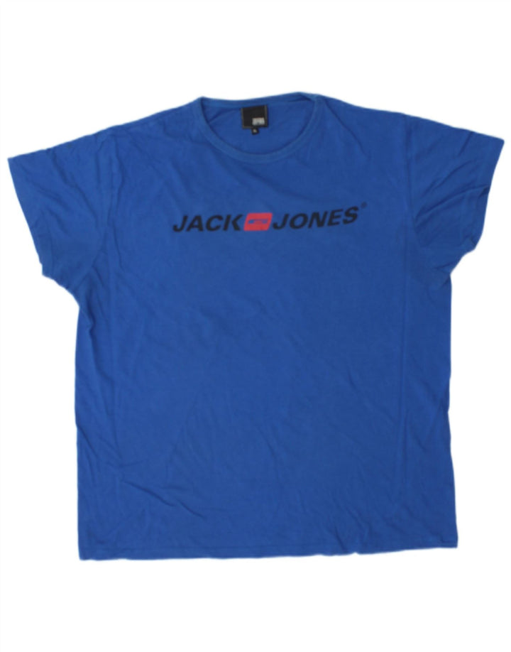 JACK & JONES Mens Graphic T-Shirt Top XL Blue