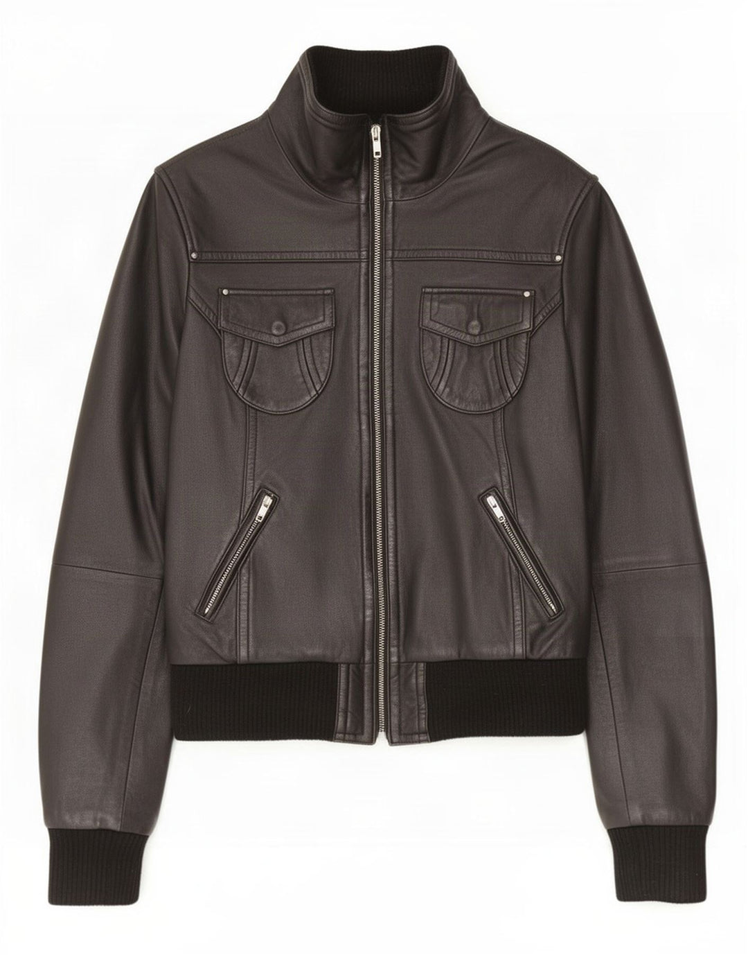 Carrie Hoxton Γυναικείο Δερμάτινο Μπουφάν UK 14 Medium Black
