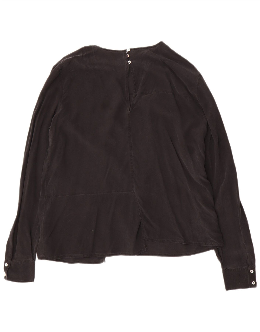 BARBA Womens Long Sleeve Blouse Top IT 44 Medium Grey Silk