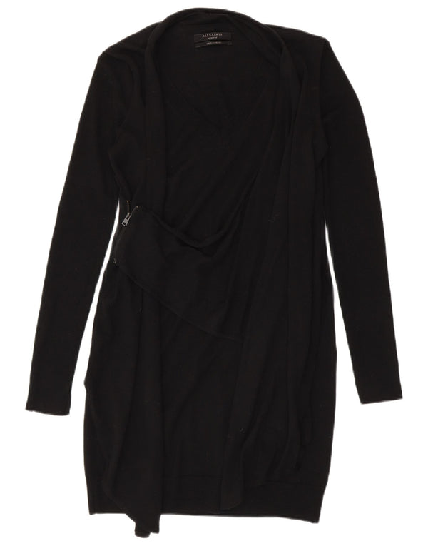 All Saints Dame Langærmet Jumper Kjole UK 12 Medium Sort Merinould
