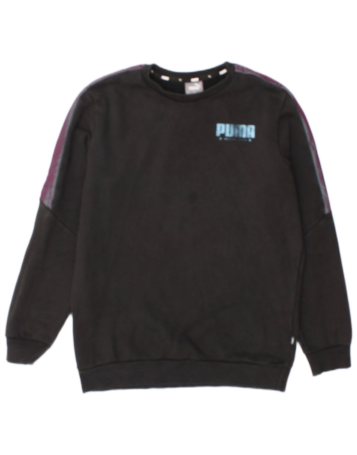 Puma Mens Graphic Sweatshirt Jumper Small Black Colourblock Cotton