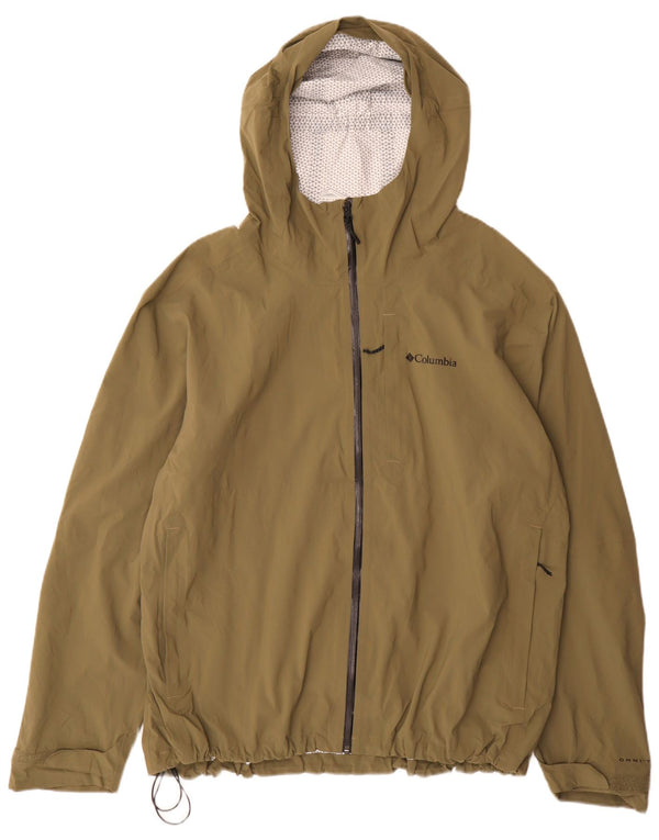 Columbia Mens Hooded Rain Jacket UK 44 2XL Green Nylon Sports