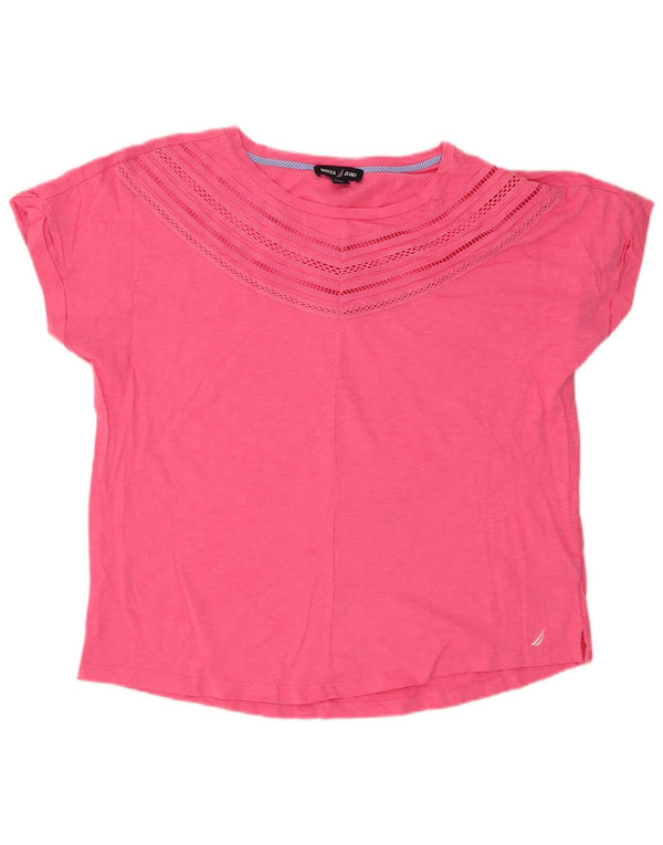 Nautica T-shirt pour femme en coton moucheté rose moyen UK 44