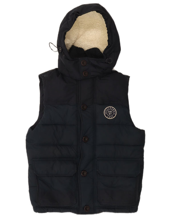 Abercrombie & Fitch Chaleco acolchado con capucha para hombre UK 34 XS Azul marino Poliéster