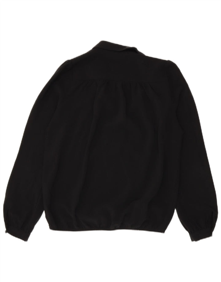 Sisley Womens Long Sleeve Oversized Blouse Top UK 6 XS Black Polyester