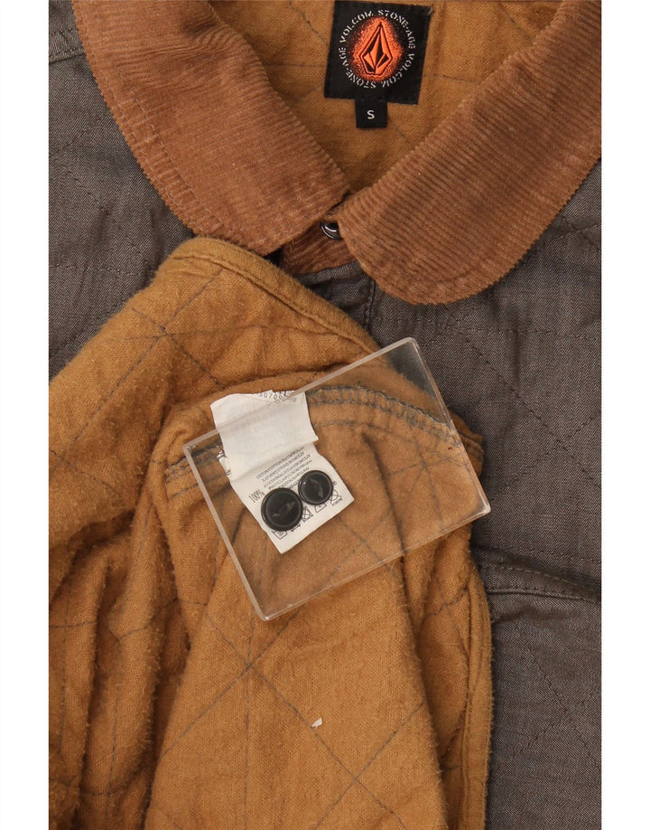 Volcom Mens Quilted Gilet UK 36 Small Khaki Cotton