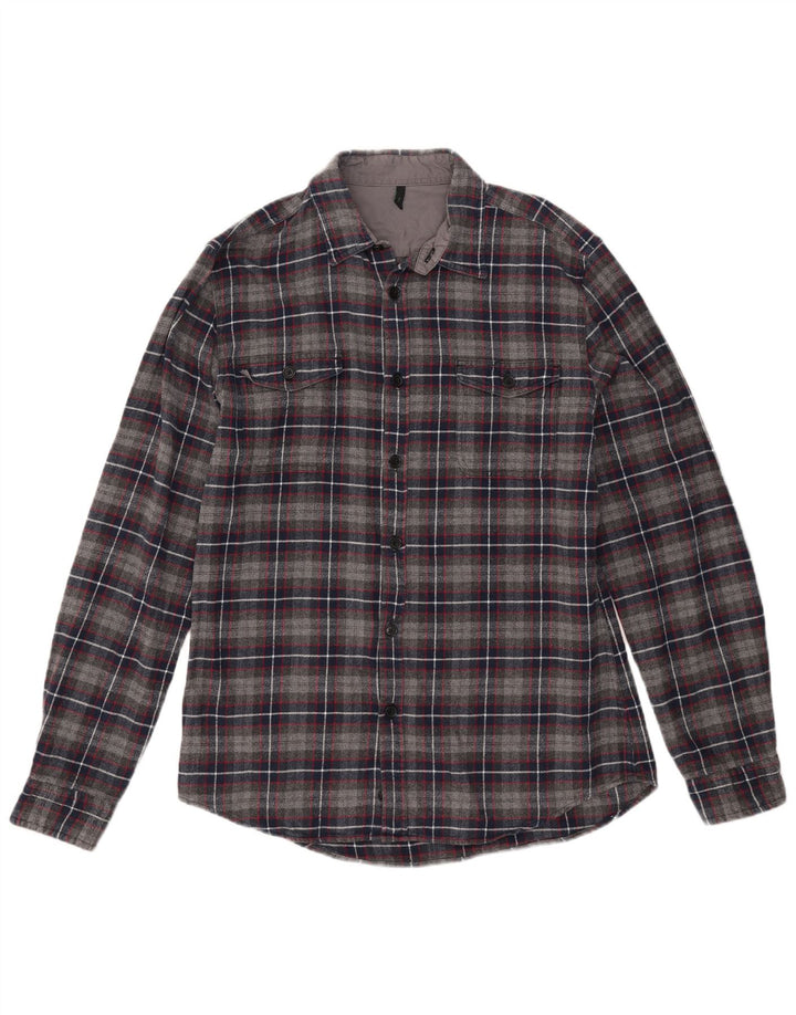 BENETTON Mens Flannel Shirt Medium Grey Check