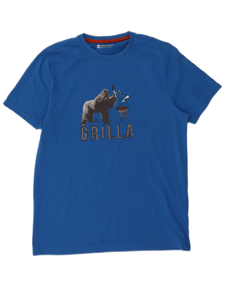 Mountain Warehouse Grafik-T-Shirt-Oberteil für Herren aus mittelblauer Baumwolle