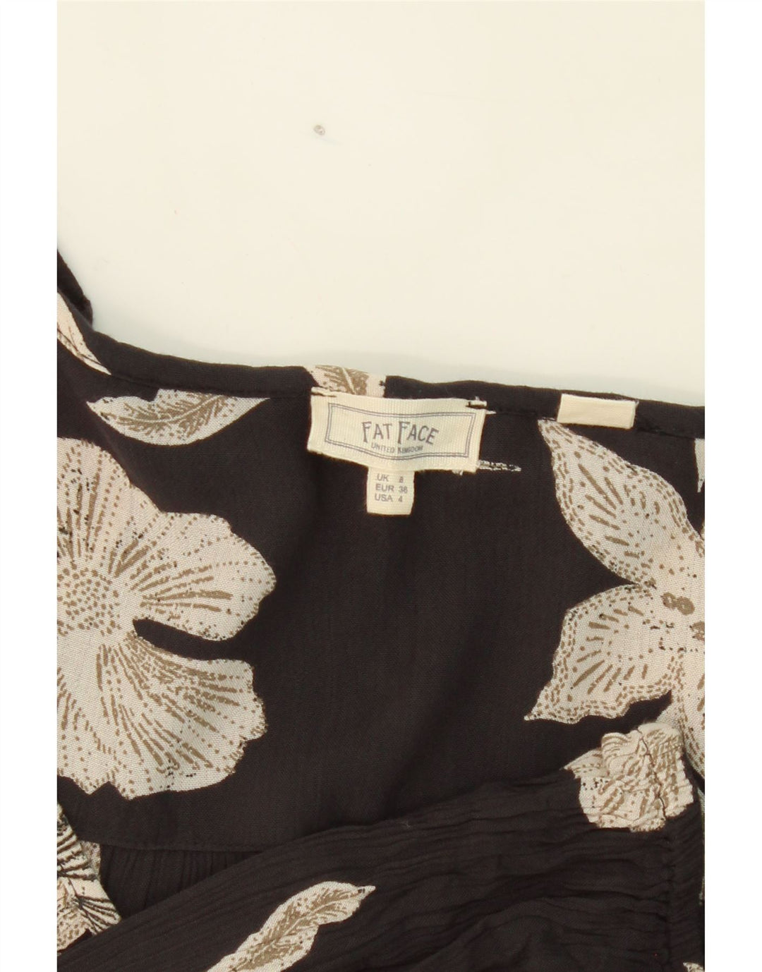 FAT FACE Womens Ruffle Front Maxi Dress UK 8 Small  Black Floral Vintage Fat Face and Second-Hand Fat Face from Messina Hembry 
