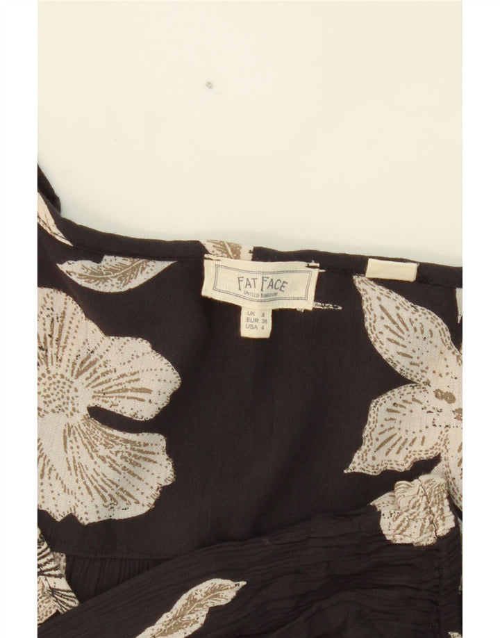 FAT FACE Womens Ruffle Front Maxi Dress UK 8 Small  Black Floral Vintage Fat Face and Second-Hand Fat Face from Messina Hembry 