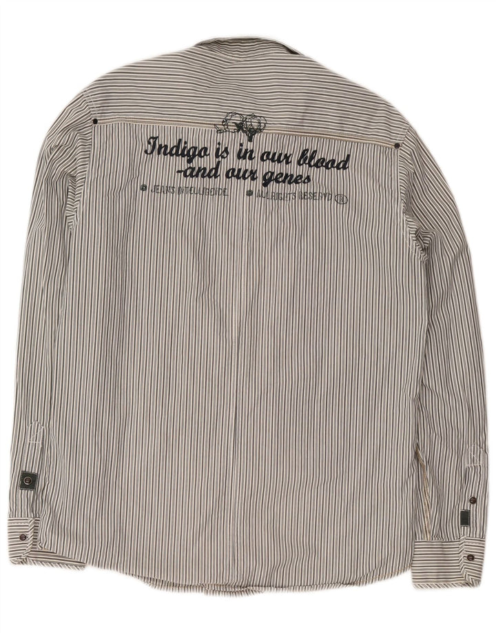 Jack & Jones Mens Graphic Shirt Large Grey Striped Cotton