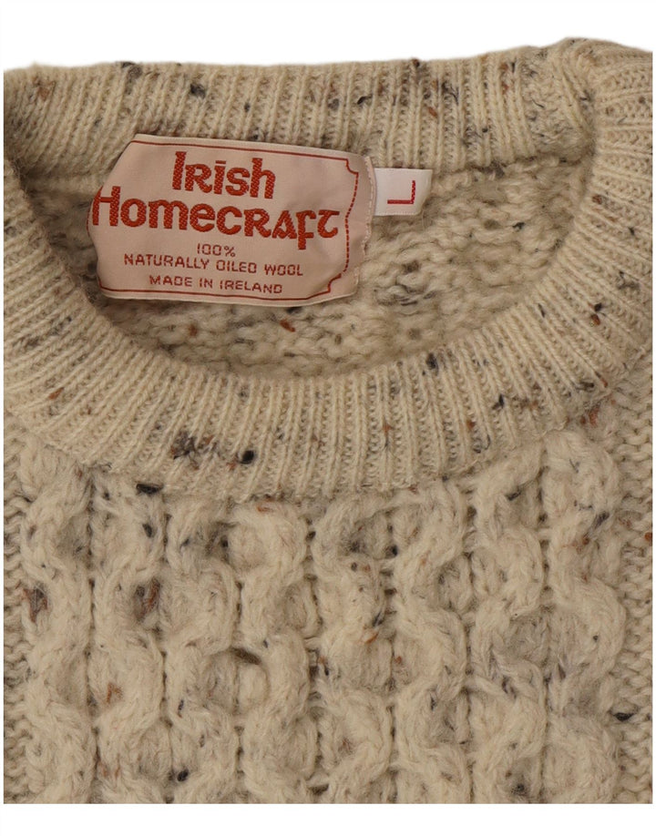 Maglione girocollo da uomo Irish Homecraft grande grigio screziato