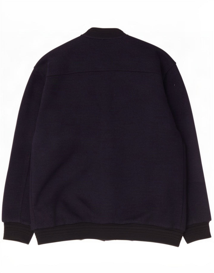 Vintage Mens Knit Bomber Jacket UK 40 Large Navy Blue