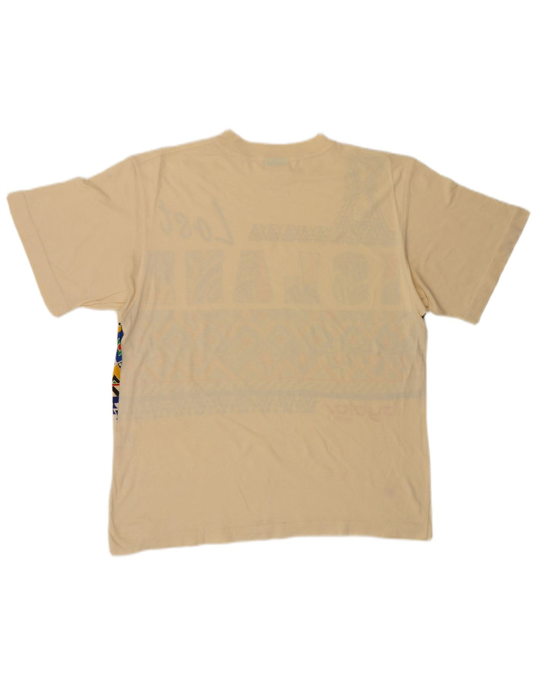 Byblos Mens Graphic T-Shirt Top Large Beige Cotton