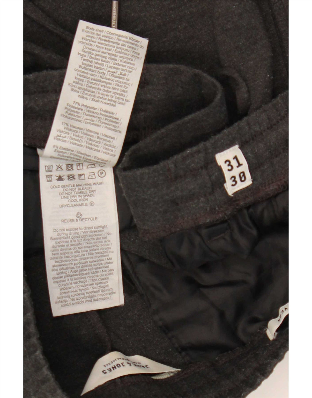 Calças cortadas masculinas Jack & Jones W31 L24 poliéster cinza
