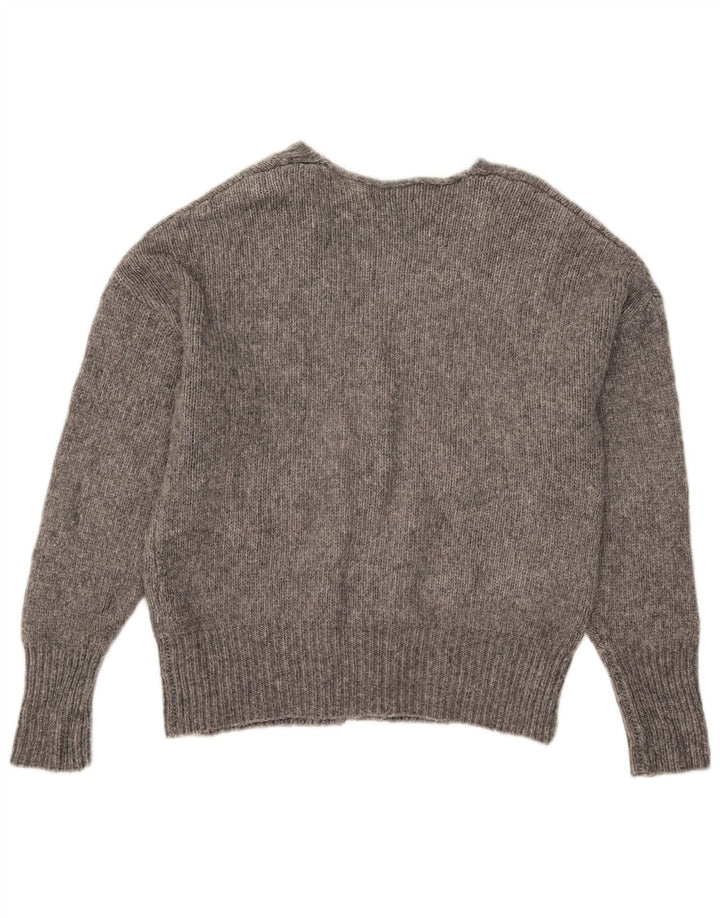 Zara Womens Cardigan Sweater UK 14 Medium Grey Flecked Acrylic