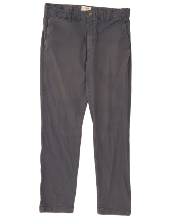 Marks & Spencer Mens Slim Fit Chino Trousers W34 L31 Navy Blue Cotton