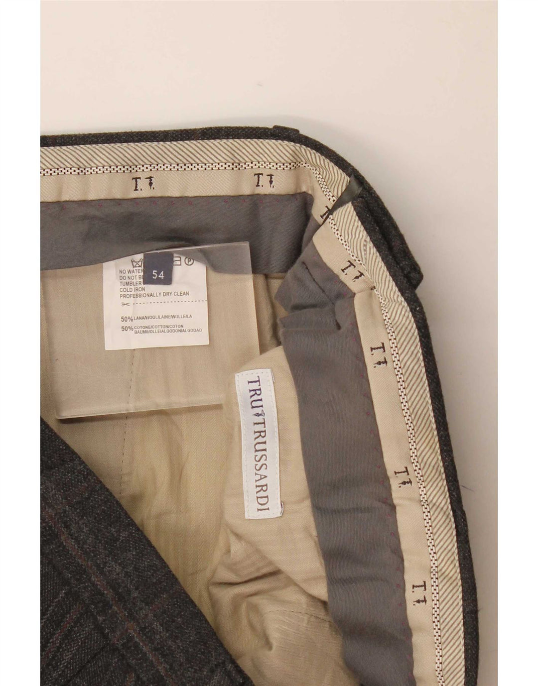 Trussardi Мужские прямые костюмные брюки W36 L33 серые шерстяные в клетку