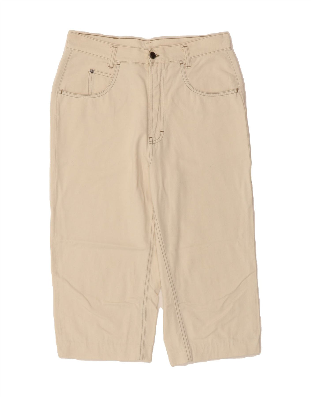 VINTAGE Mens Straight Capri Trousers W30 L18 Off White Vintage Vintage and Second-Hand Vintage from Messina Hembry 