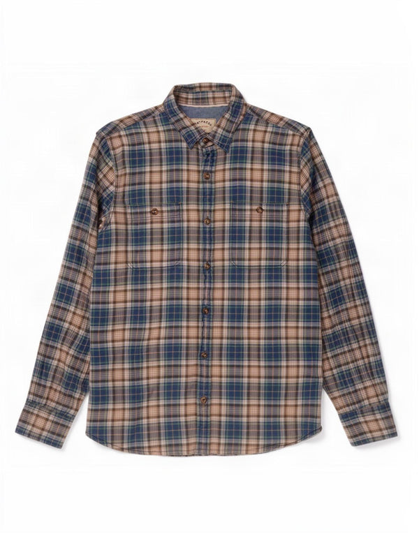 Fat Face Mens Flannel Shirt Medium Blue Check Cotton