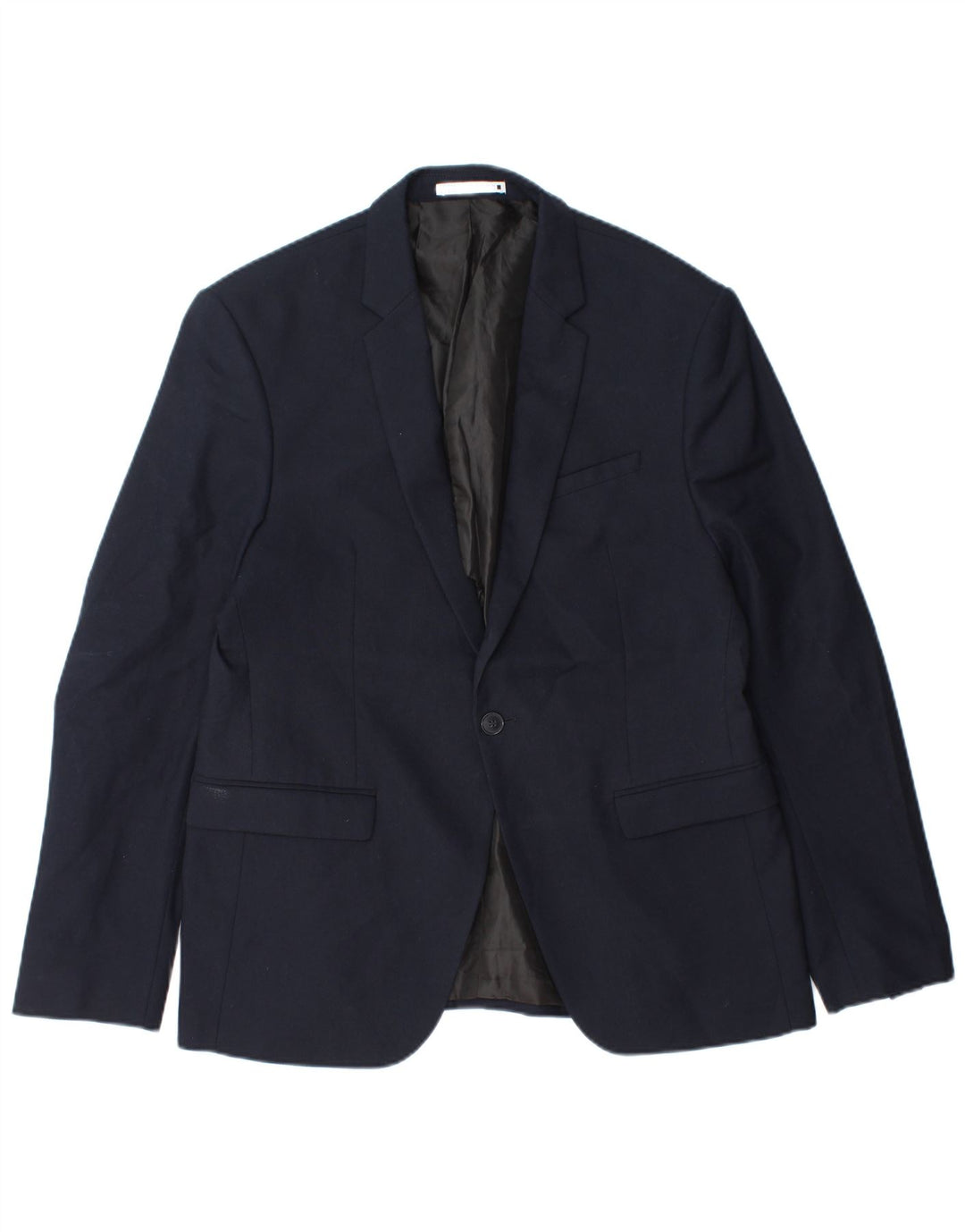 Giacca blazer da uomo a 1 bottone Zara EU 52 grande poliestere blu navy
