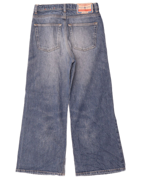 Diesel Boys Distressed Wide Leg Jeans 9-10 Years W26 L24 Blue Cotton