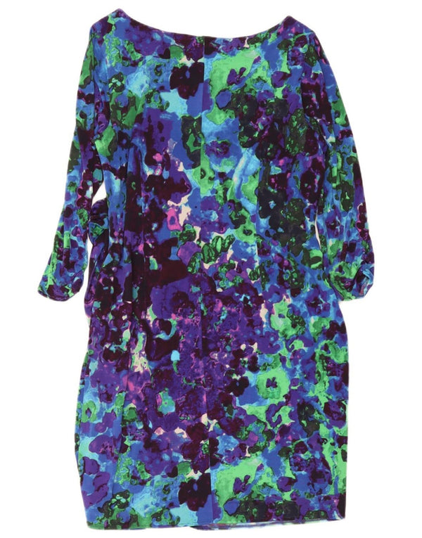 Coast Womens Abstract Pattern 3/4 Sleeve Shift φόρεμα UK 18 XL Μπλε