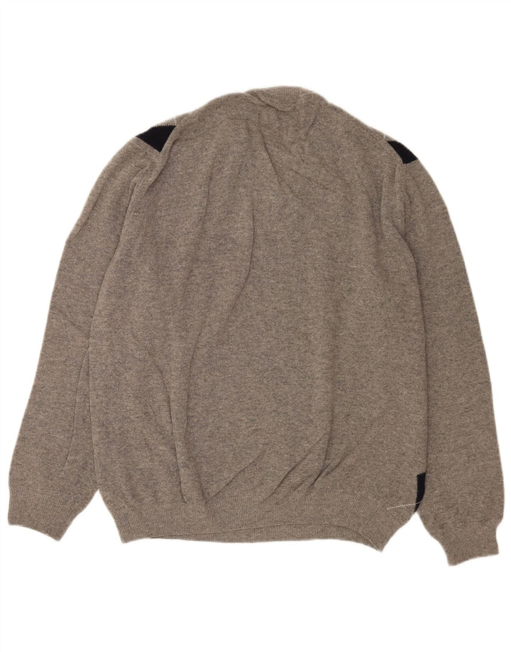 Maglione da uomo con scollo a V Rifle, grande lana grigia a rombi/diamante