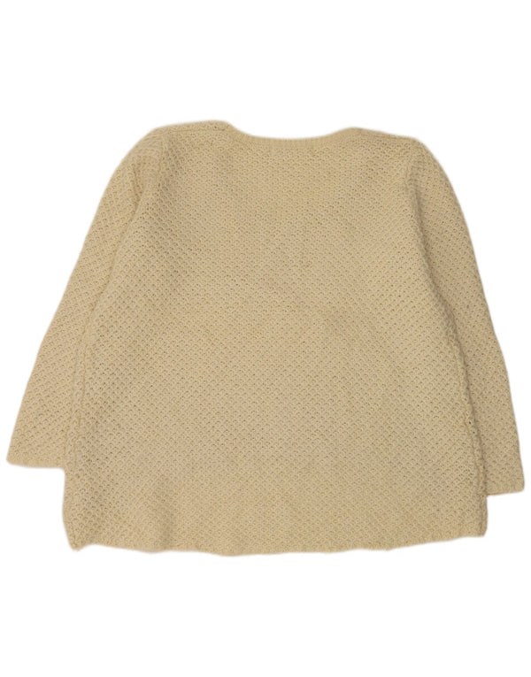 Zara Womens Boat Neck Jumper Sweater UK 16 Large Off White Acrylic