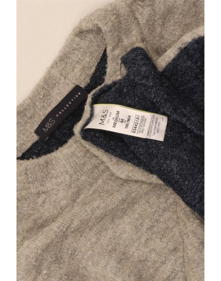 Marks & Spencer Womens Crew Neck Jumper Sweater UK 14 Medium Grey