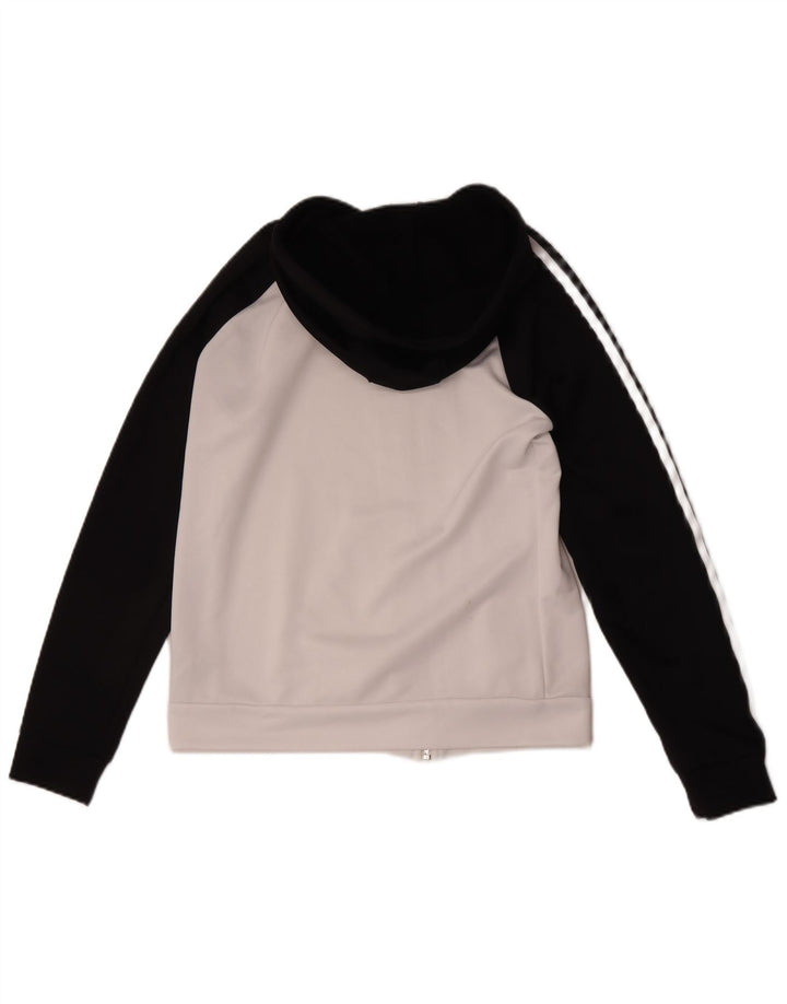 Adidas Womens Zip Hoodie Sweater UK 14 Medium White Colourblock Polyester
