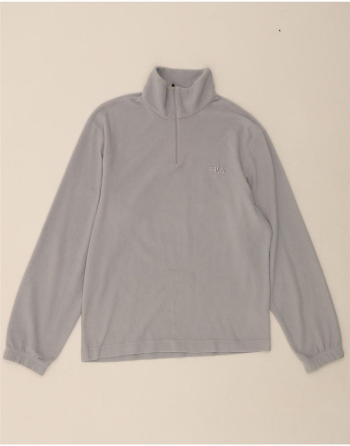 FILA Womens Zip Neck Fleece Jumper UK 10 Small Grey Polyester Vintage Fila and Second-Hand Fila from Messina Hembry 