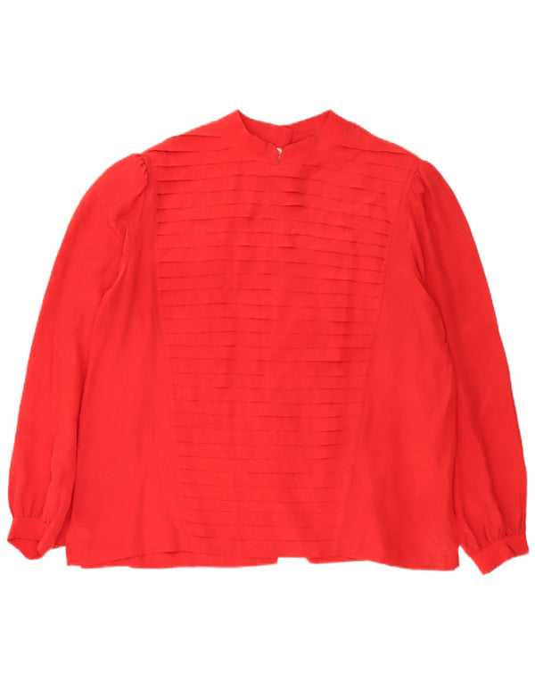 Vintage mujer camisa blusa EU 42 seda roja grande